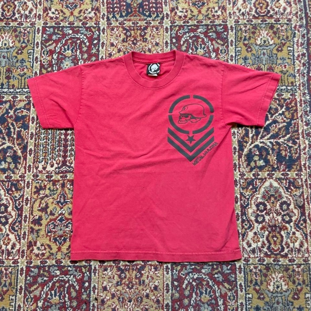 VTG 00s Metal Mulisha asymmetrical logo graphic‎ puff print grunge tee shirt YM